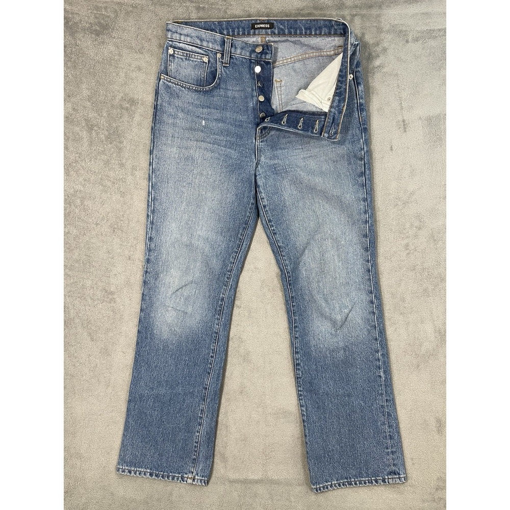 Express Jeans‎ Womens 6 Blue Medium Wash High Rise Straight Relaxed Button USA